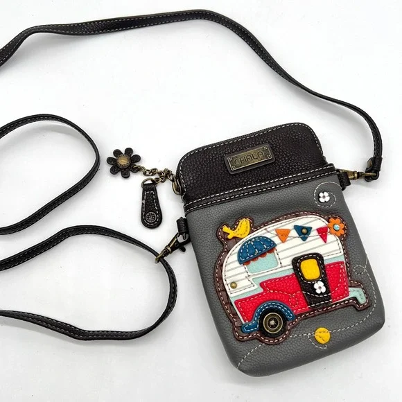 Chala Crossbody Mini Cellphone Bag/Purse RV Camper Design with Charms $43 MSRP - Picture 1 of 8